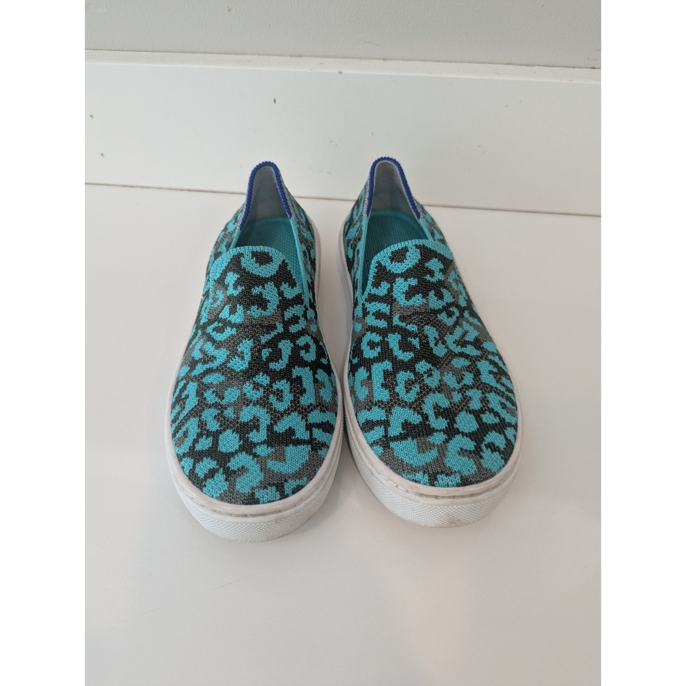 Girls Rothy's The Kids Sneaker Size 13 Aqua Camo Fabric Slip On Casual Shoes
